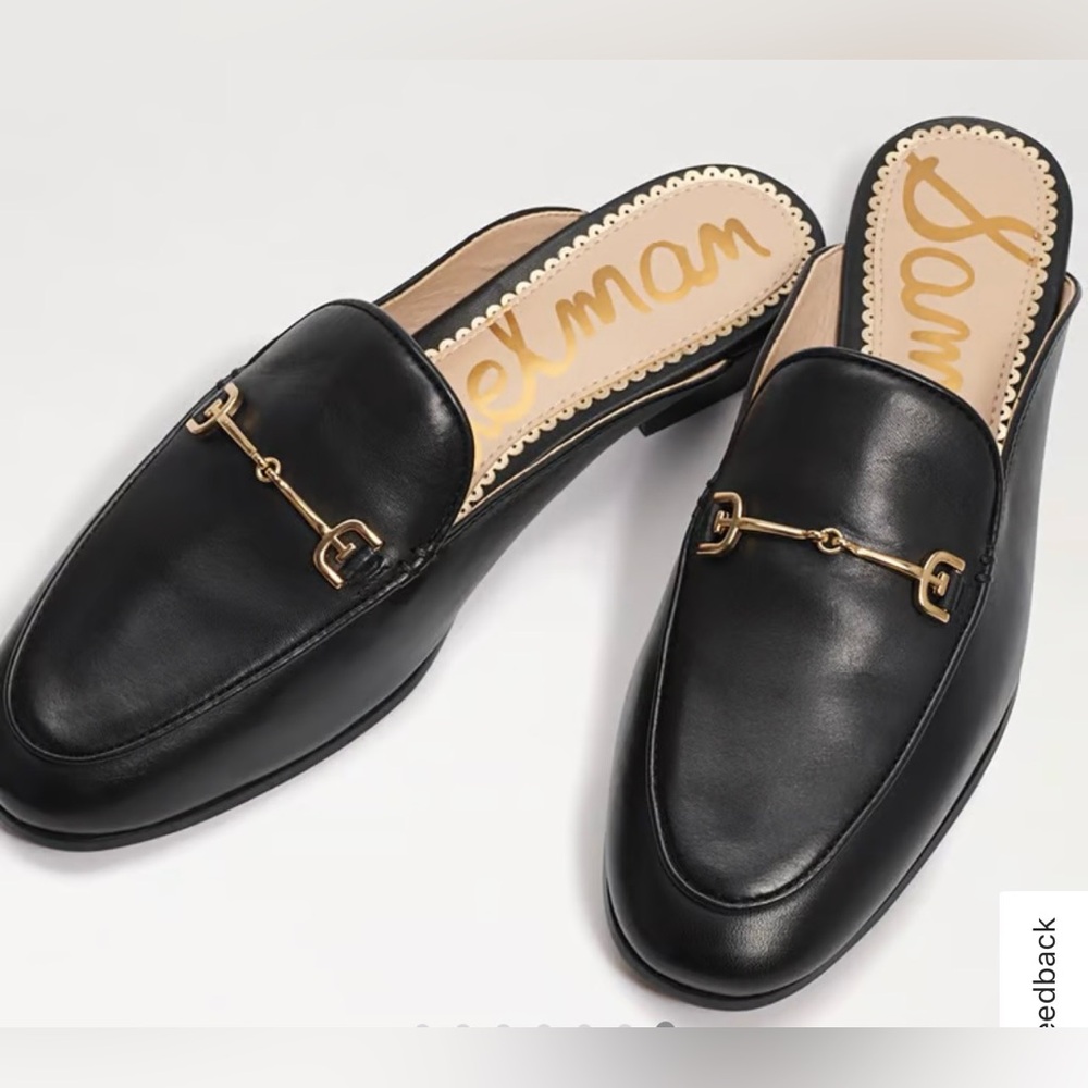 Sam Edelman Black Leather Horsebit Mules